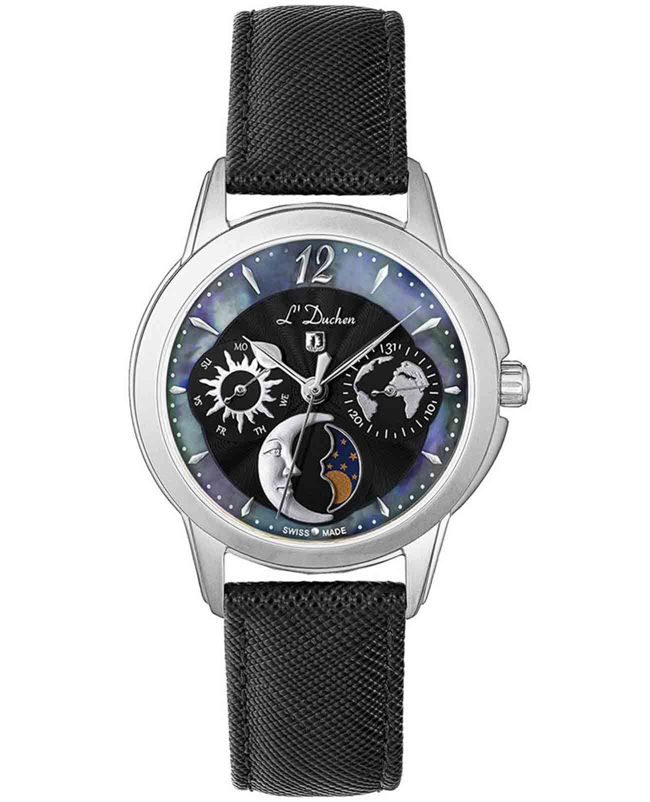 L'Duchen L'Duchen Celeste D 857.11.31  D 857.11.31 кварцевые женские часы перламутровый циферблат, браслет кожаный — вид спереди